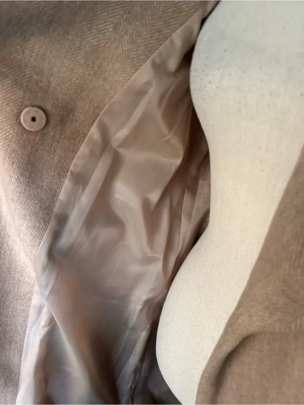 Rachel Parcell Herringbone Long Wool Blend Wrap Coat in Tan Sz S - Picture 9 of 11